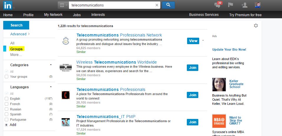 Telecommunications-LinkedIn-Screengrab